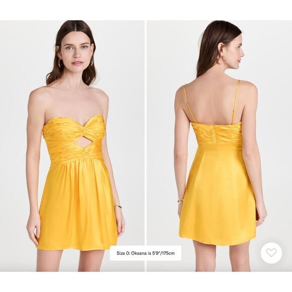 CINQ À SEPT Beck Silk Cutout Mini Dress Dandelion Womens Size 8 - Picture 1 of 12